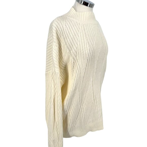Market & Spruce Shaker Mock Neck Sweater Ivory Cream Size XXL NWT - Picture 6 of 11